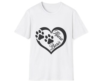 Heart and Paw Print Unisex Softstyle T-Shirt, Dog Lover Gift, Pet Memorial Tee, Animal Lover Apparel, Cute Print T-Shirt