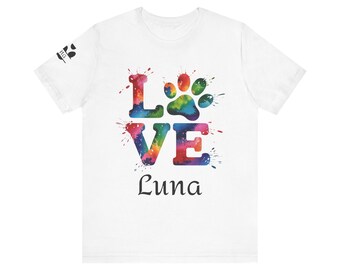 Colorful Love Paw Print Tee, Animal Lover Gift, Pet Memorial Shirt, Cute Colorful Tee, Unisex Graphic T-Shirt