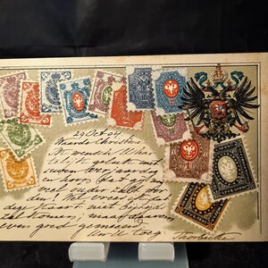 Vooroorlogse postgeschiedenis, Frankrijk naar Rusland, Russisch wapen, vintage ansichtkaart, postzegels van het Russische rijk, historische brieven