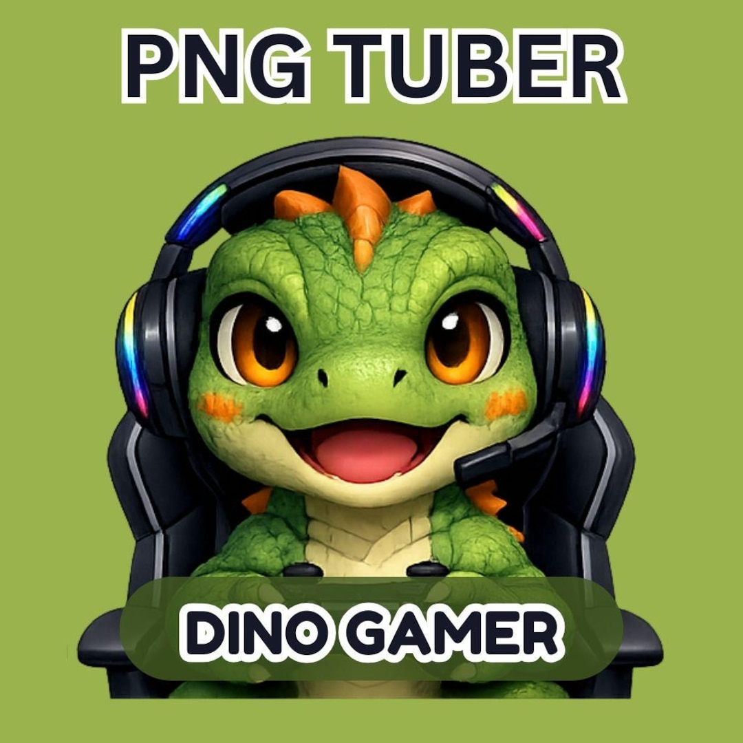 Avatar Raptor Dino Gamer Pngtuber Avatar | Male Dinosaur Vtuber Model - Etsy