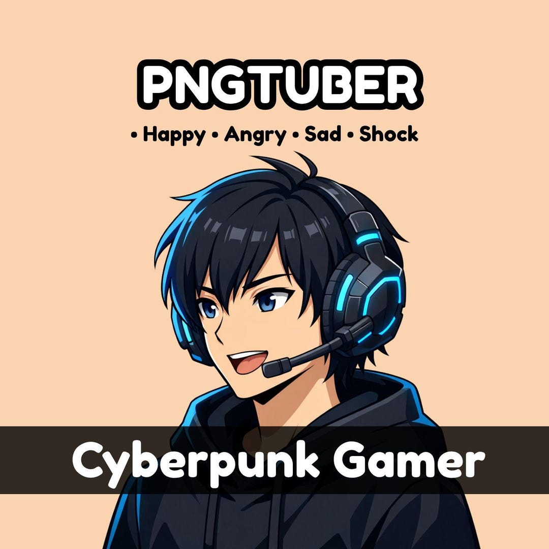 Cyberpunk Pngtuber Avatar | Reactive Pngtuber for Veadotube Mini ...