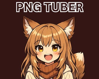 Fille renard à fourrure modèle PNGTuber | 16 Emotions, prêt pour Veadotube (téléchargement numérique)