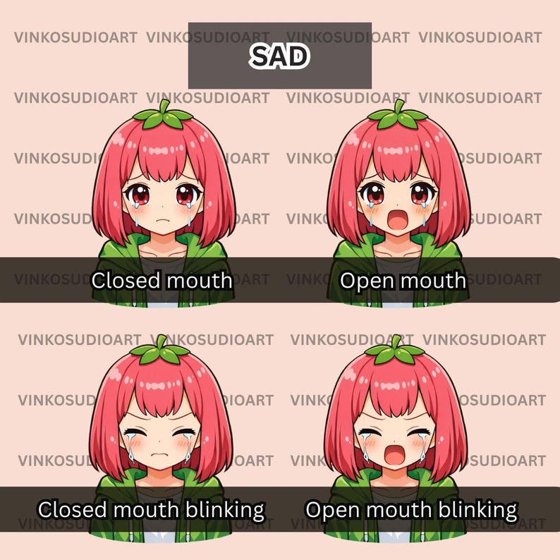 Strawberry Pngtuber Avatar | Reactive Pngtuber for Veadotube Mini ...
