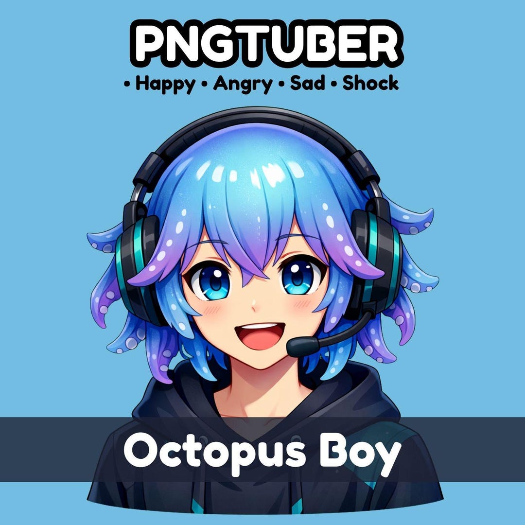 Octopus Boy Pngtuber Avatar | Reactive Pngtuber for Veadotube | Vtuber ...