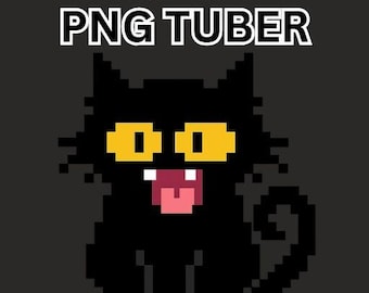 Avatar PNGTuber Gatto Nero / PNGTuber Reattivo per Veadotube Mini / Modello PNG VTuber 16 Espressioni / Download Immediato