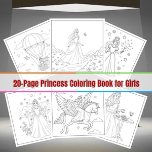 Princess Coloring Book: Magical Unicorns, Castles, Fairies (Printable Kids Activity)