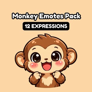 Monkey Chibi Emotes Pack | Twitch Emotes Bundle | Monkey Discord Emotes | Kawaii Streamer Emojis | VTuber Monkey Emotes |Twitch Emotes Pack
