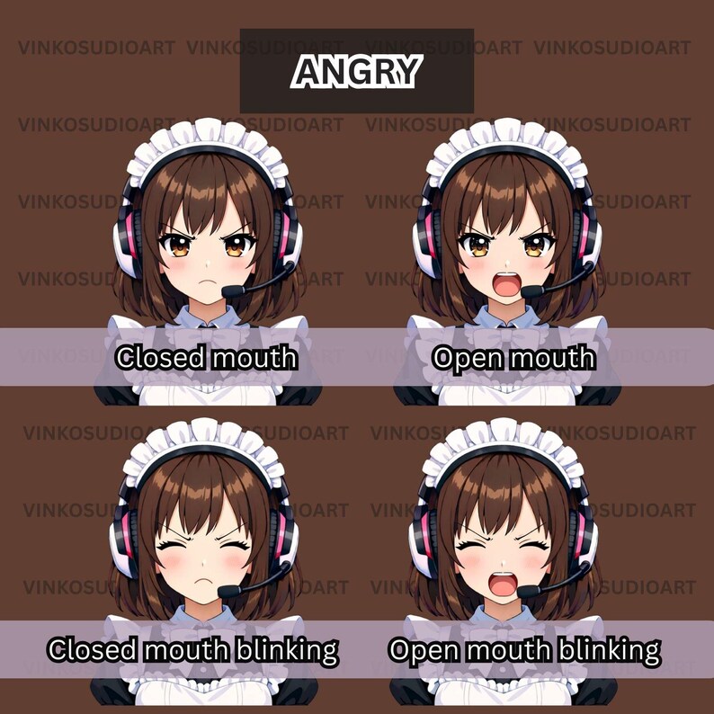 Anime Maid Pngtuber Avatar | Reactive Pngtuber for Veadotube Mini ...