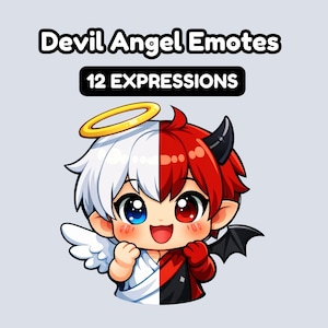 12 Chibi Devil Angel Emotes Pack | Twitch Emotes Bundle | Discord Emotes | Kawaii Anime VTuber Emotes | Streamer Emoji | Devil Angel Emotes