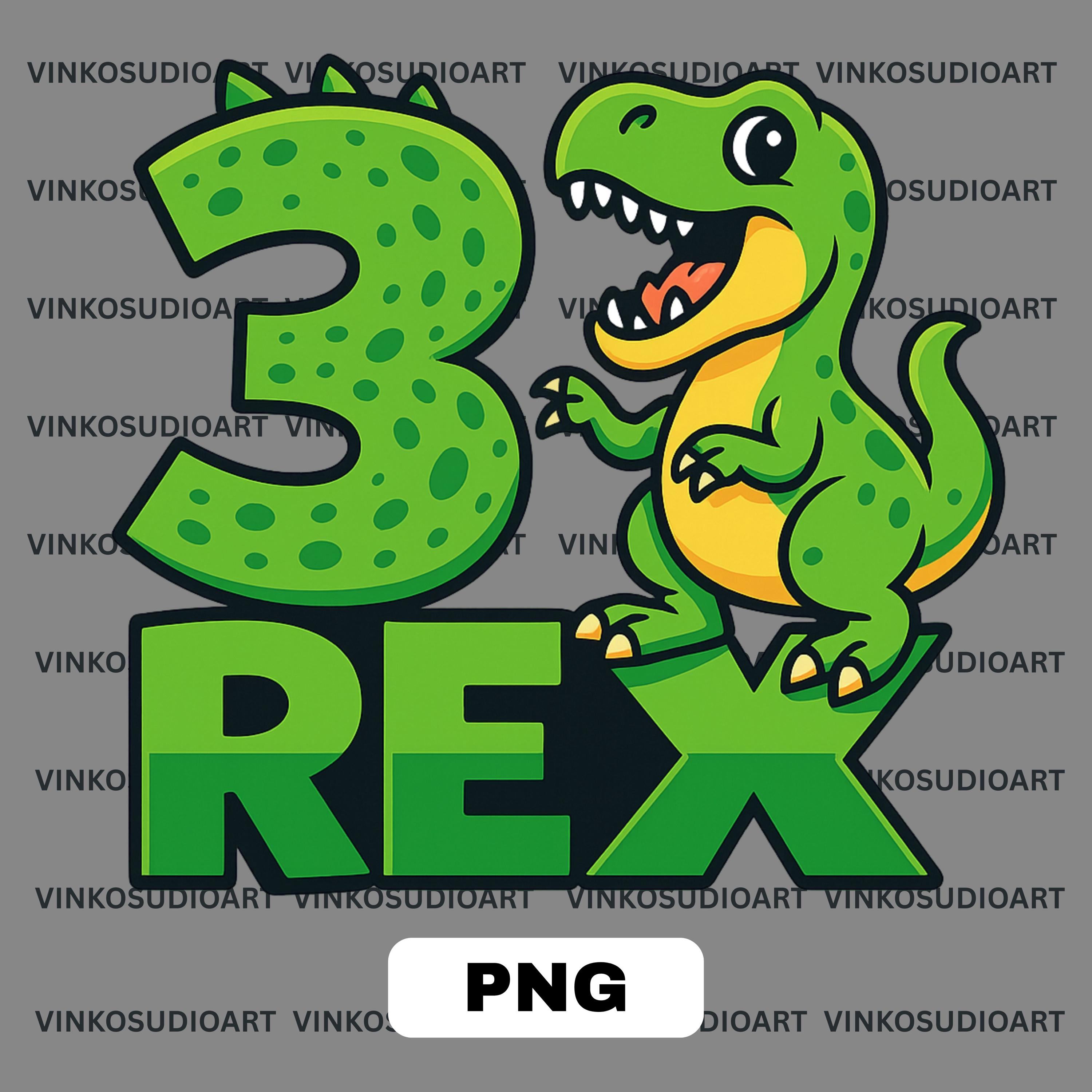 Three Rex PNG | 3rd Birthday Dinosaur Clipart (digital Download) - Etsy
