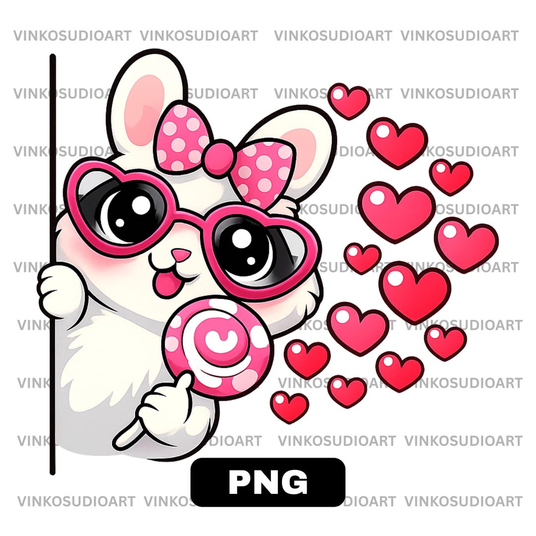 Valentine Bunny PNG | Cute Peeking Rabbit With Hearts | Valentine ...