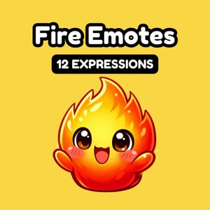 Chibi Fire Emotes Pack | Cute Twitch Emotes Bundle | Kawaii Discord Emojis | Anime Flame VTuber Emotes | Streamer Emote Pack | Fire Mascot