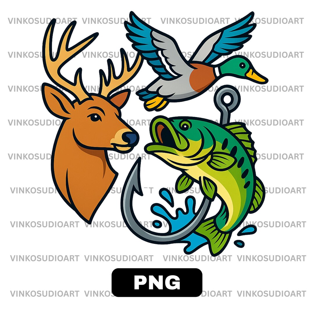 Deer Duck Bass PNG | Hunting Fishing Design (digital Download) - Etsy ...