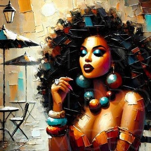 Afro Woman Fashion Print, Black Girl Magic Wall Art Printable, Afrocentric Digital Download, Modern Home Decor for Bedroom & Office