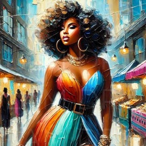 Printable Wall Art | Afro Woman Digital Download | High-Resolution PNG | Home & Office Decor | Easy to Use Bold Fashion Art | Black Art