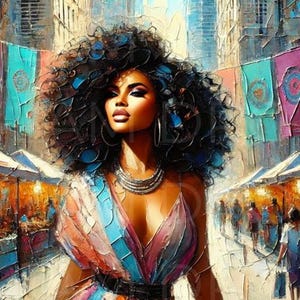 Printable Wall Art| Afro Woman Digital Download | High-Resolution PNG File | Easy to Use Home & Office Decor | Multiple Uses | Black Art