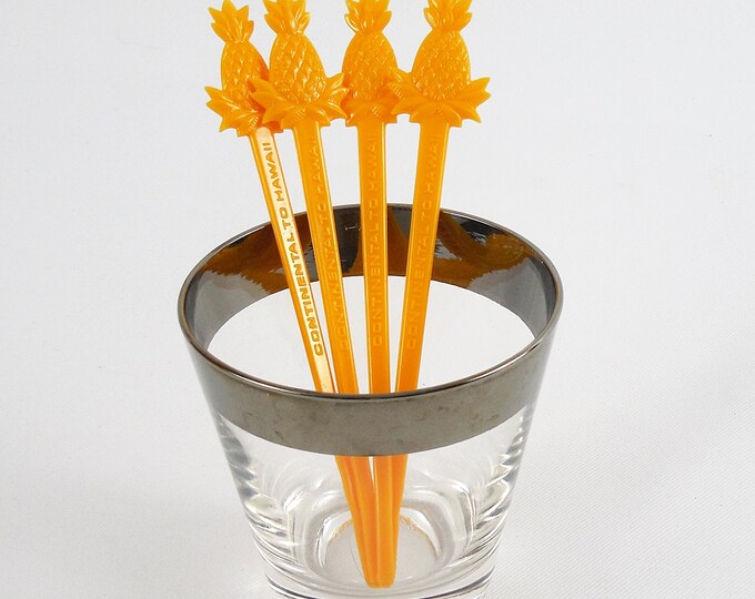 Set of 4 Pineapple Swizzle Sticks Etsy