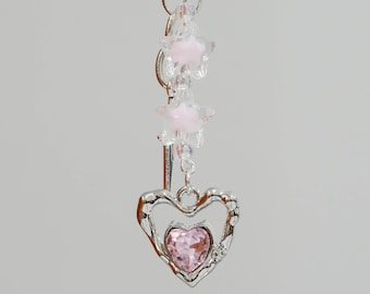 Llavero con dije de corazón estilo kawaii gótico – Llavero de estrella pastel, accesorio para teléfono