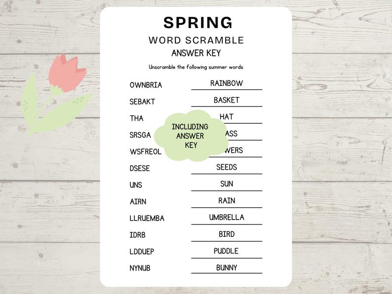 Spring Word Scramble Printable for Kids, Easter Activity Sheet, Spring ...
