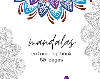 50 Mandala da colorare stampabili per adulti – Download digitale in PDF – Arte per alleviare lo stress, la consapevolezza e il rilassamento