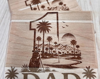 Paquete de 2 posavasos para whisky #1 Golf Dad, posavasos para whisky, posavasos para bebidas, regalo para papá, paquete de 2 hechos a mano, Día del Padre