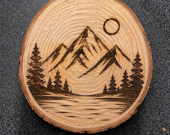 Paquete de 4 posavasos rústicos de cabaña, personalizados, grabados con láser, para whisky, bebidas y cerveza, hechos a mano.