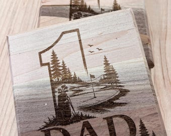 Paquete de 2 posavasos de whisky con temática de golf para papá, posavasos para whisky, posavasos para bebidas, regalo para papá, paquete de 2 hechos a mano, Día del Padre