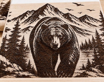 Paquete de 4 posavasos de oso grizzly, posavasos de whisky, posavasos para bebidas, paquete de 2 posavasos hechos a mano para papás de montaña, Día del Padre
