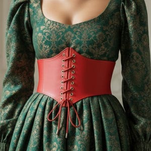 Roter Kunstleder Korsett Gürtel - Renaissance Schnür Taillenkorsett