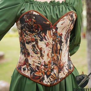 Floral Jacquard Corset Top: Vintage Lace-Up Bustier, Fairycore Style