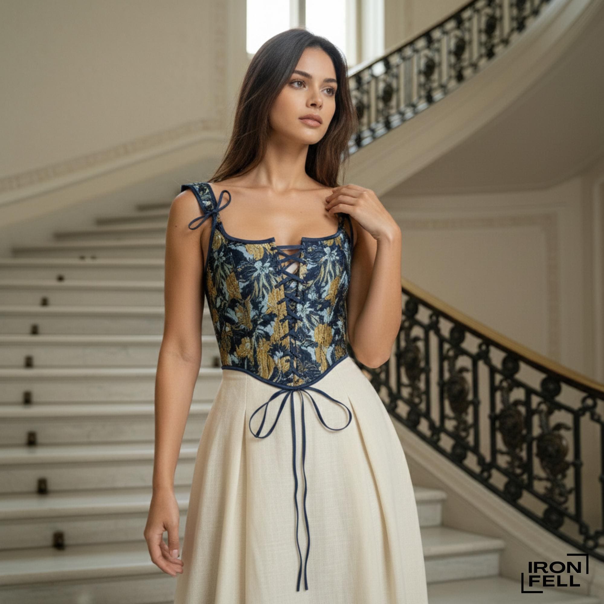 white and gold corset dress Ivory Lace Corset Dress main image 1