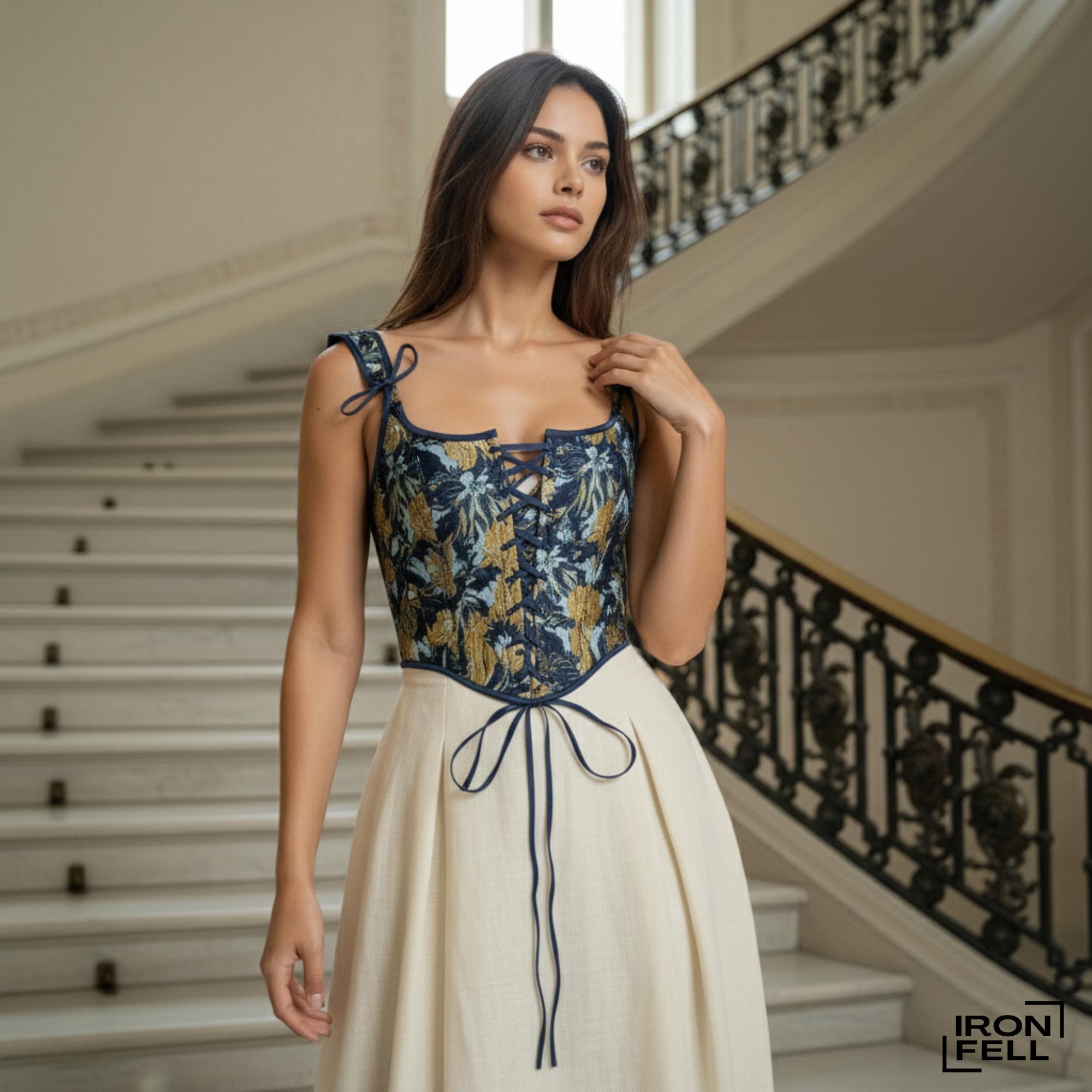 Robe Bustier Corsetée Marithé Et François Girbaud – Bleu Marine, Taille 38 – Occasion TBE