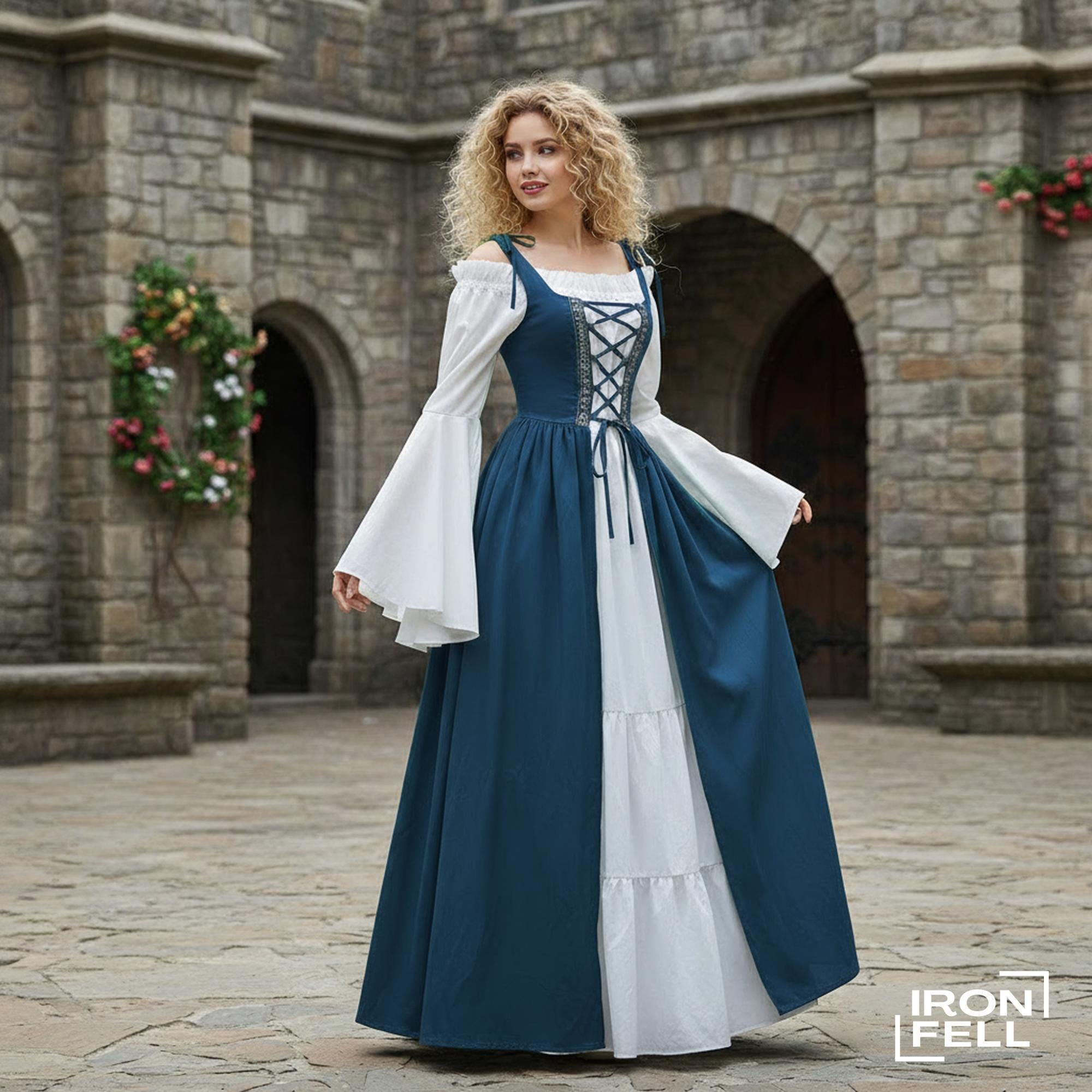 white christmas dresses Maxi Renaissance Dress with Corset Top