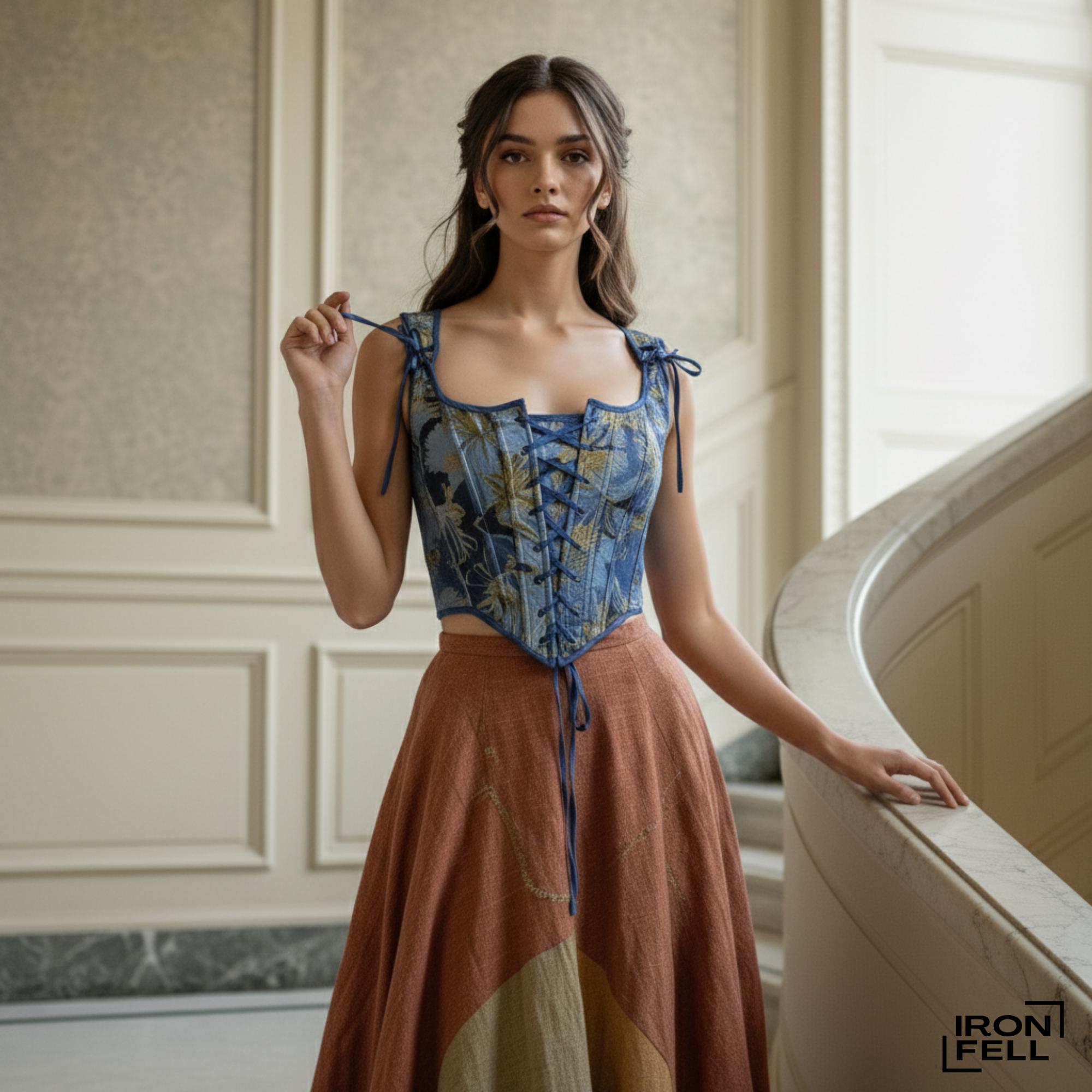 Corset Overbust Sans Bretelles Pour Femme - Style Vintage Floral, 11 Baleines, Laçage Réglable, Pour Cosplay Ou Soirée