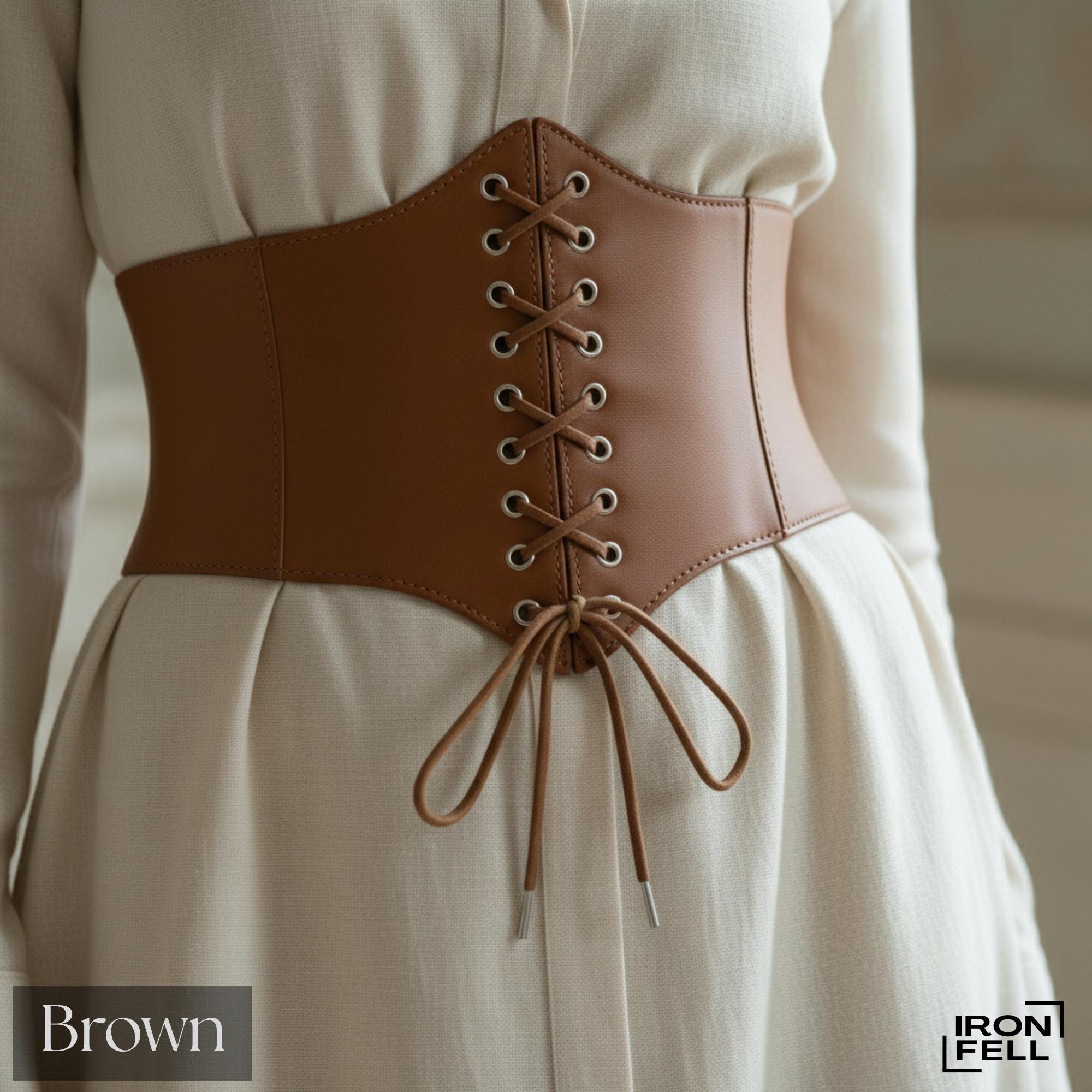 Women\'s Brown Elastic Stretch Corset Waist Cincher Belt With Press Button YYHJM Corset Belt Elastic Stretch Belt Women main image 3