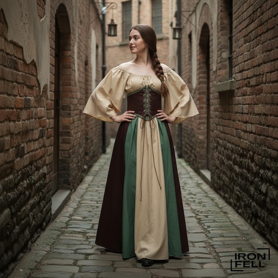 Renaissance Corset Dress – Cottagecore Fairy Gown, LARP Costume