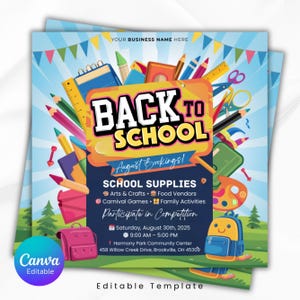 Back To School Flyer,Back To School Giveaway Flyer, Back to school Supplies flyer, DIY canva template, Giveaway Special Flyer Canva