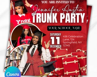 Trunk Party Flyer, Graduation Party Invitation, College Send Off Invitation, Social Media Flyer, Editable Canva Template, Instant Download