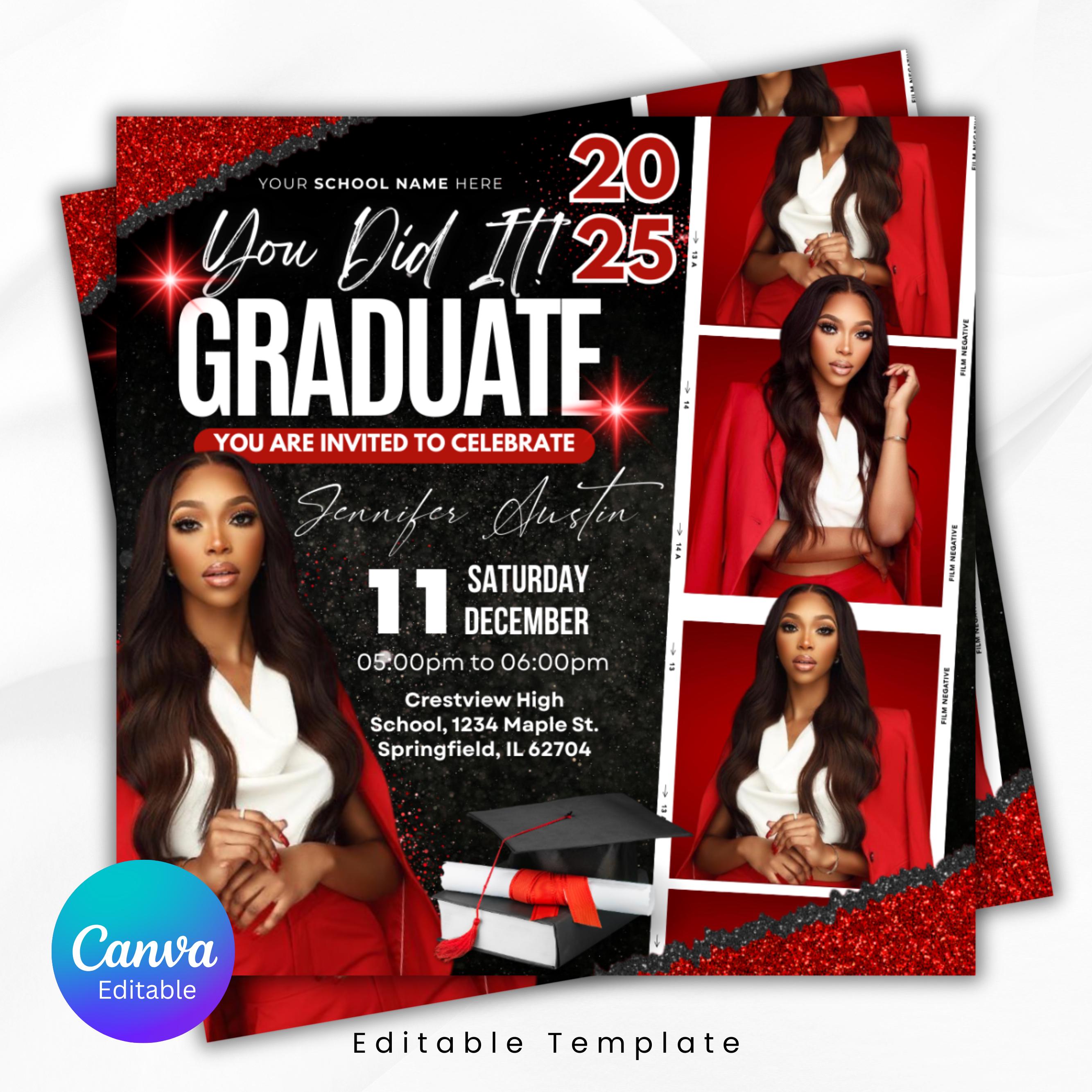 Graduation Flyer | Graduation Invitation Flyer | Class of 2025 | Graduation Party | Graduation Announcement