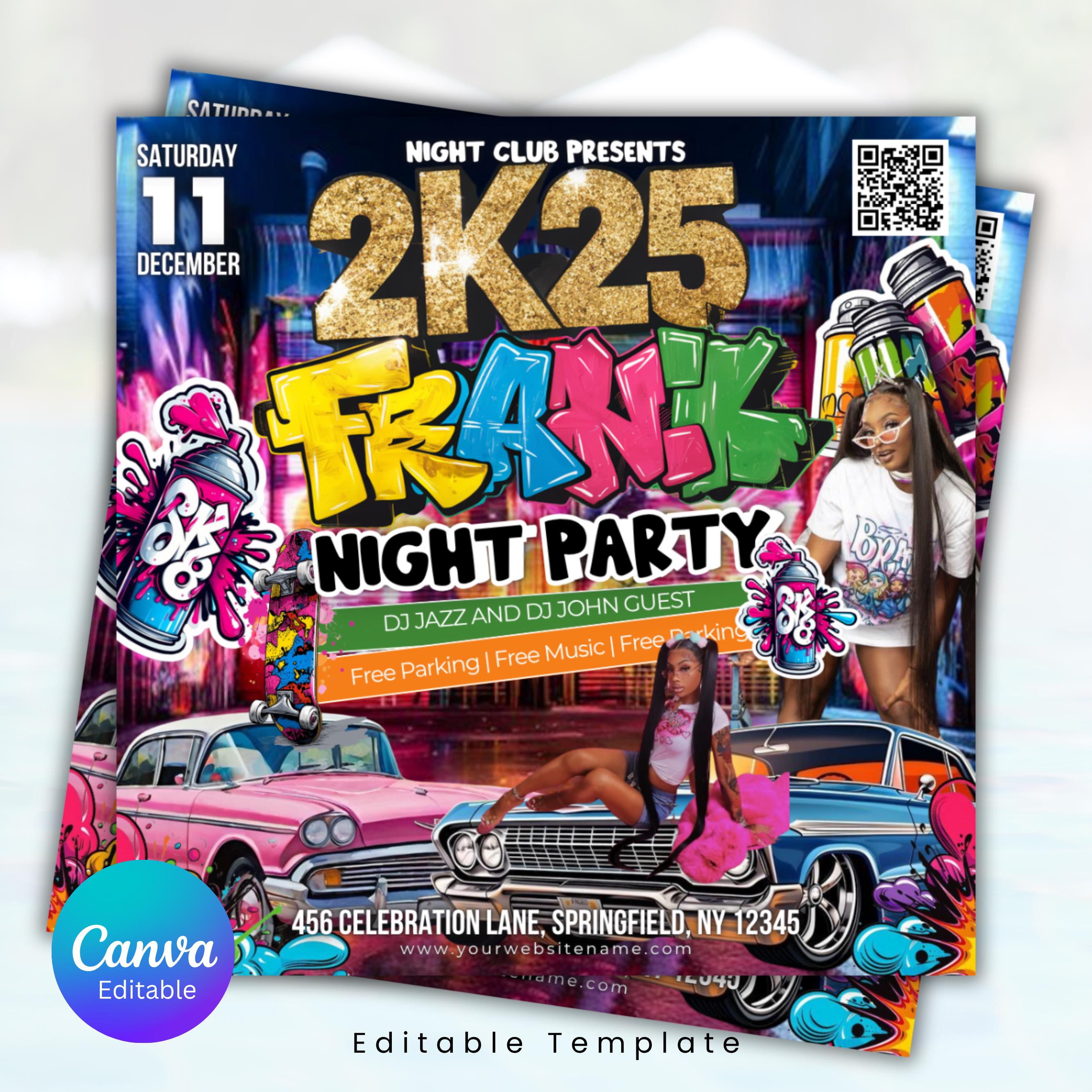 Freaknik Party Flyer, Freaknik Party einladen, Nachtklub Flyer, Pool Mansion Party, Sommerparty Flyer, Splash Alt, Canva Bearbeitbare Vorlage
