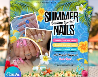 Summer Nail Special Flyer, Nail Deal Flyer, Nail Tech Sale Flyer, Nail Flash Sale Flyer, Nail Booking Flyer, Nail Promotion Nail Appointment