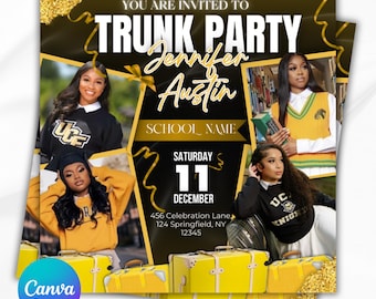 Trunk Party Flyer, Graduation Party Invitation, College Send Off Invitation, Social Media Flyer, Editable Canva Template, Instant Download