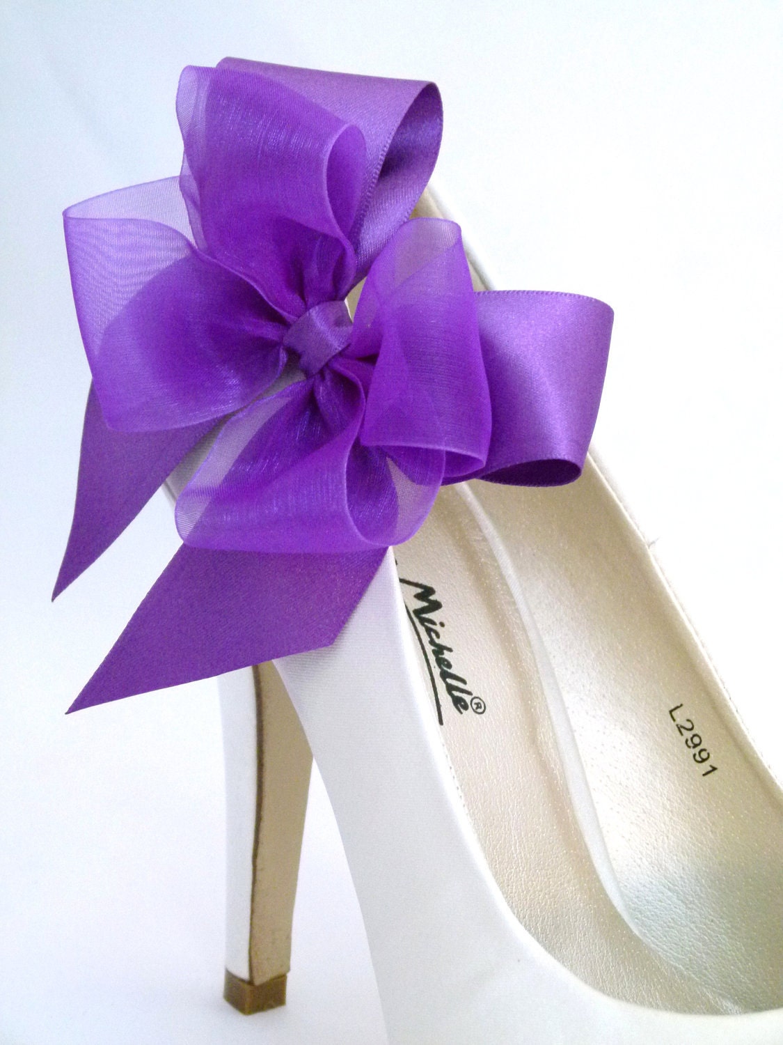 Purple Bow ShOe CliPs Satin & Organza Wedding Custom Bridal Etsy