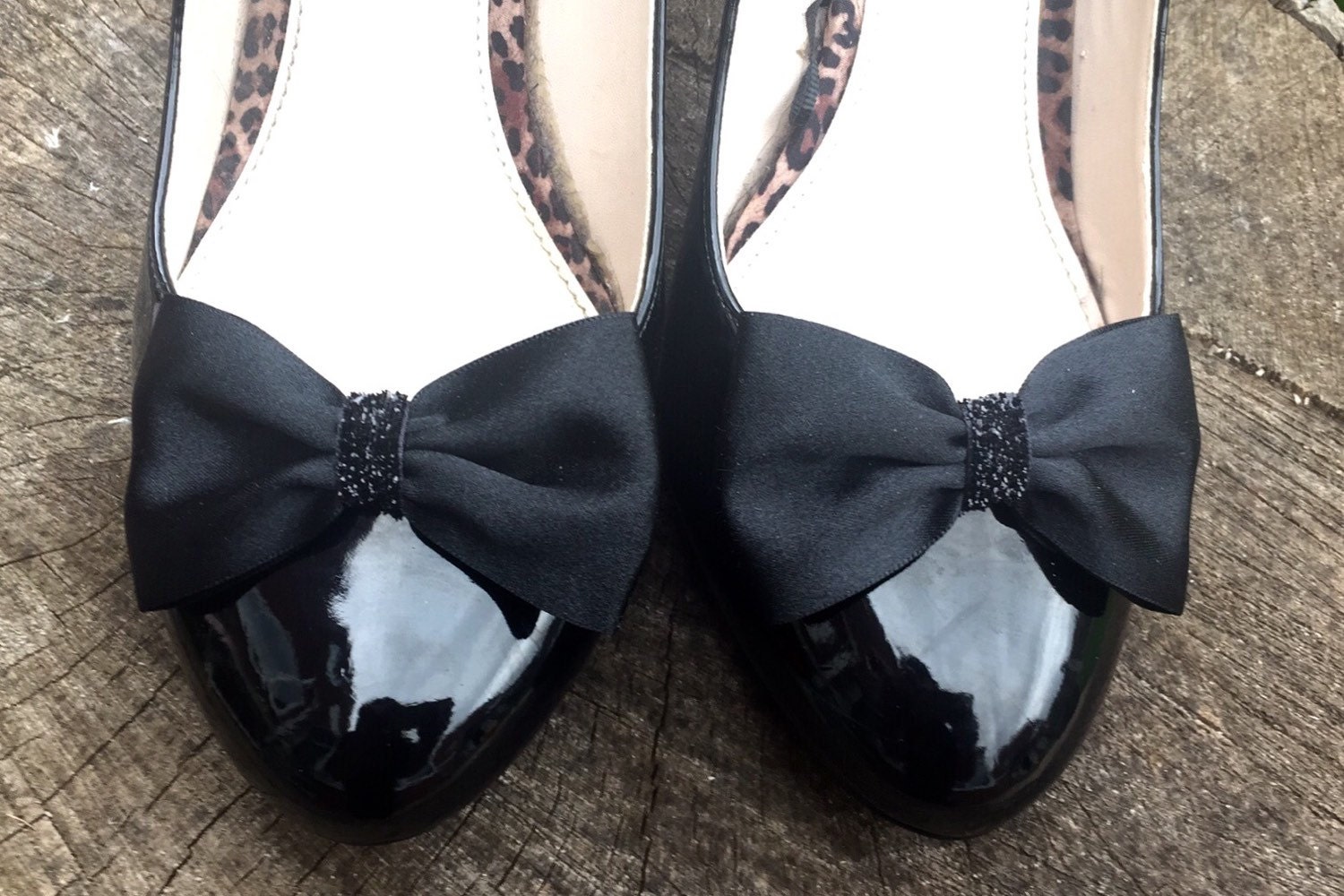 Black Shoe Clips satin bow Clips with a sparkle black centre. Etsy