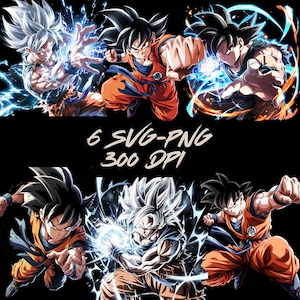Saiyan-Inspired Character SVG PNG Bundle , 6 Ki Fighter-Inspired Clipart Files for Cricut & Sublimation , Instant Digital Download Set