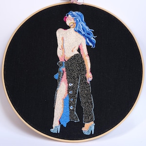 Stripper Moderne Stickerei, Kunst Dekor, feministische Kunst, Textile Kunst Wand, Original handgefertigte Kunst