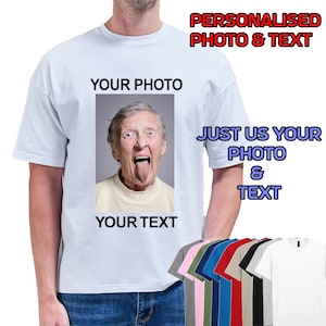 Personalised Photo Printed T-Shirt Custom Photo Print Tee T Shirt Top Wedding Funny Present Gift Stag Do Birthday Personalized