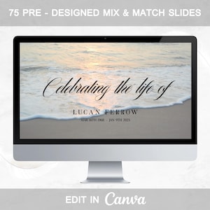 Ocean Funeral Slideshow Canva Template: 75 Beach Memorial Slides (Digital Download)