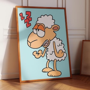 Ilustración de ovejas hecha a mano / Arte peculiar de animales de granja para guardería o sala de juegos