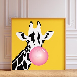 Ilustración de jirafa hecha a mano / Arte de safari para habitación infantil o hogar